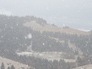 Scenic view of snowcapped mountains during winter