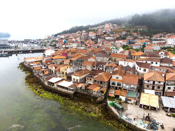 High angle view of townscape against sky