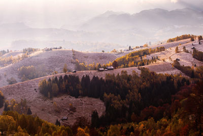 Scenic view of landscape against sky during autumn