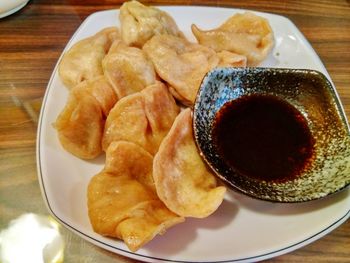 Close-up of served food in plate