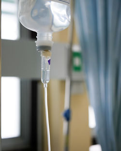 Close-up of iv drip at hospital