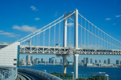 Low angle view of suspension bridge