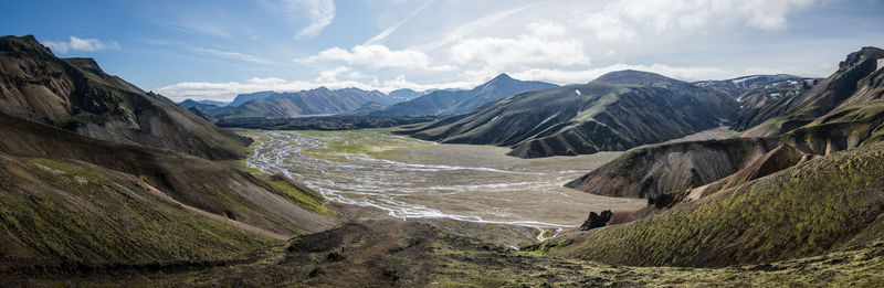 Panoramic view of mountains against sky