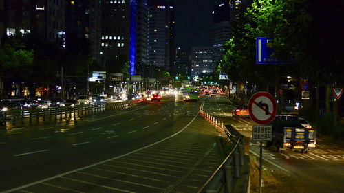 Traffic on road at night