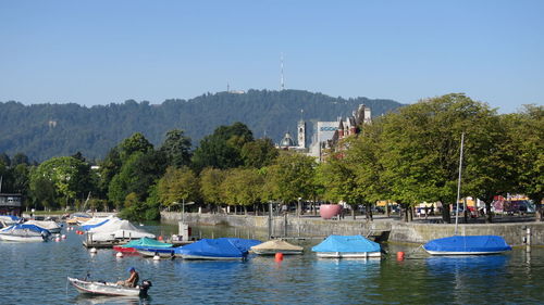 Boats by the bürkliplatz zürich