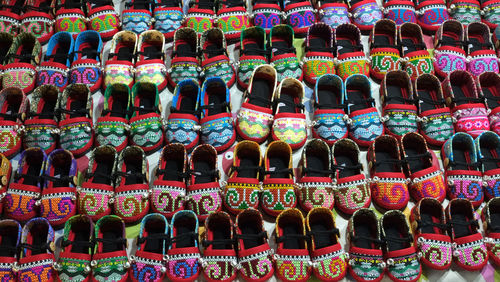 Full frame shot of multi colored shop for sale in market