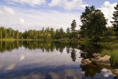 Scenic view of lake against sky