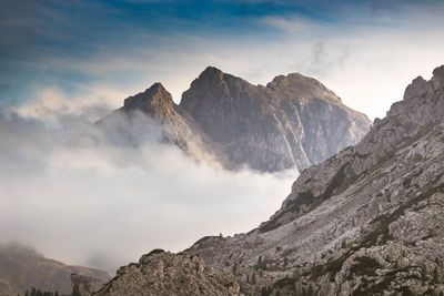 Scenic view of rocky mountains against sky