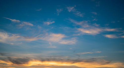 Low angle view of sky at sunset