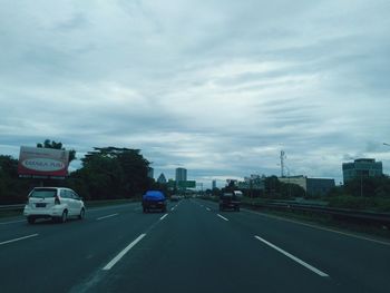 Road passing through city