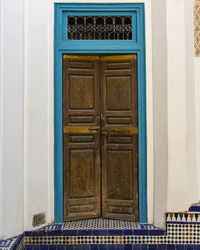 Closed door of old building