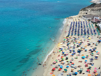 High angle view of people on beach