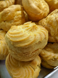 Close-up photo of choux pastry,fresh from oven