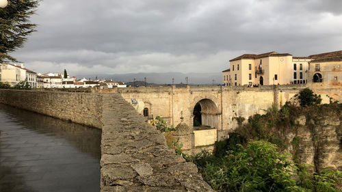 Buildings against cloudy sky