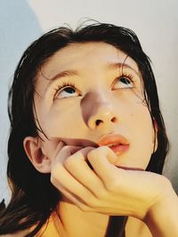 Close-up portrait of a beautiful young woman