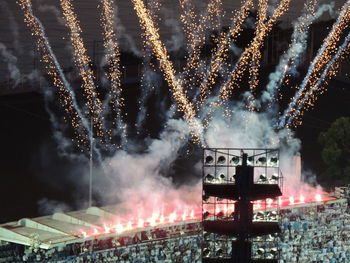 Firework display at night