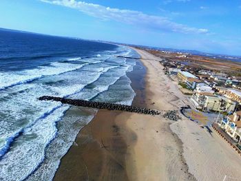 Aerial view of beach against sky