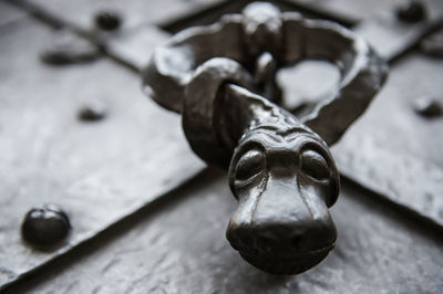 Close-up of sculpture on table