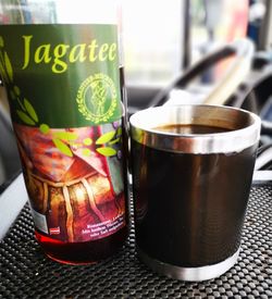 Close-up of coffee served on table