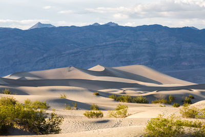 Scenic view of desert against cloudy sky