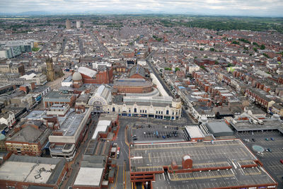 High angle view of cityscape against sky
