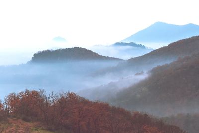Scenic view of mountains against sky