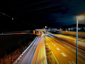 Light trails on highway at night