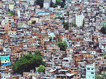Full frame shot of favela buildings at rio de janeiro