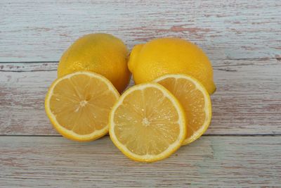 High angle view of oranges on table