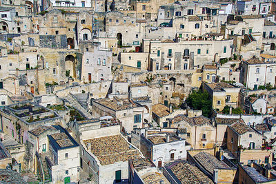 High angle view of buildings in city