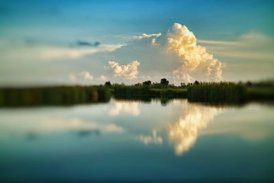 Scenic view of lake against sky