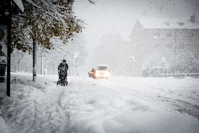 View of snow covered road