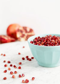 Close-up of fruits in bowl on table