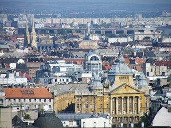 High angle view of buildings in city