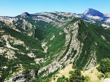 Scenic view of mountains against clear sky