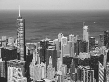 High angle view of buildings in city