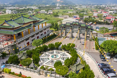 High angle view of city street