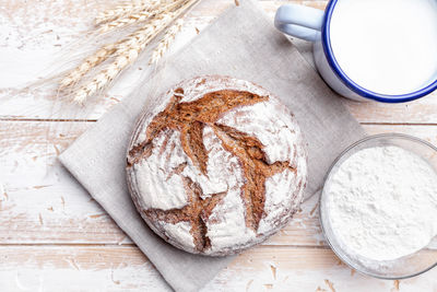 High angle view of bread on table