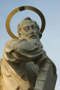 Low angle view of statue against clear sky