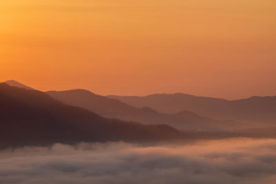 Scenic view of dramatic sky during sunset