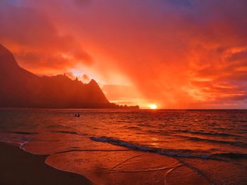 Scenic view of sea against sky during sunset