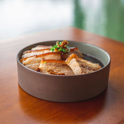 Close-up of food in bowl on table