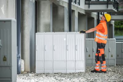 Man working with umbrella