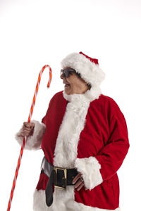 Man wearing hat against white background