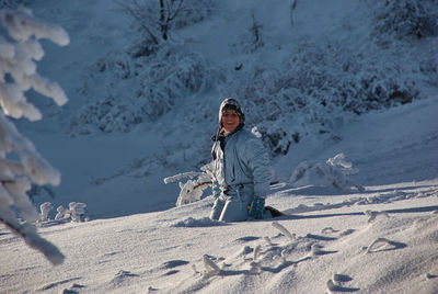 Person on snow covered land