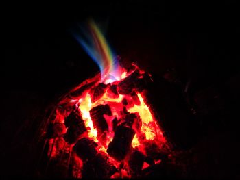 Close-up of bonfire at night