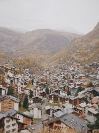 A gloomy view from murini hills, zermatt matterhorn switzerland.