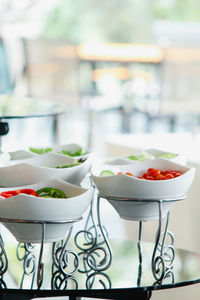 Close-up of salad served on table