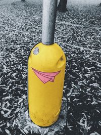 Close-up high angle view of yellow umbrella