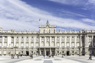 Low angle view of madrid royal palace against sky